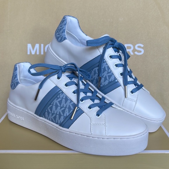 Michael Kors Poppy Stripe Lace Up Nappa Faux Leather WMNS Chambray - Picture 5 of 16